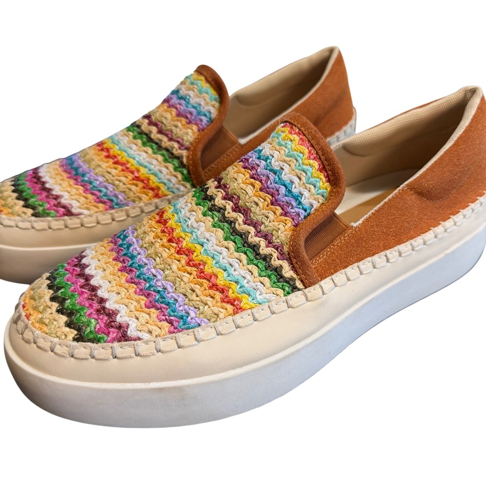 Outwoods Shauna-8 Womens 11 Multicolor‎ Woven Chevron Platform Slip On Sneakers
